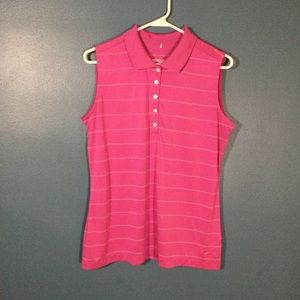 Nike Striped Dri-Fit Sleeveless Golf Polo Womens L